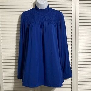 Susan Graver Cool Touch Mock Neck Shirt Royal Aster!